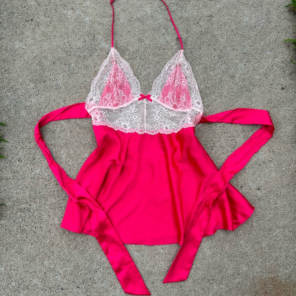 Victoria's Secret Hot Pink Lace Chemise